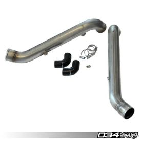 Bipipe Set - Raw Stainless, B5 Audi S4 & C5 Audi A6/Allroad 2.7T, Stainless Steel with WMI Bungs