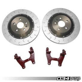 2-Piece Floating Rear Brake Rotor (Red) - 355mm Upgrade for Mk8 GTI/Golf R & Audi 8Y S3/RS3