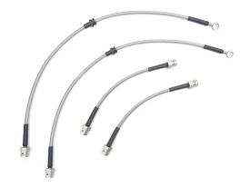 Stainless Steel Brake Line Kit (Clear) - Front & Rear (4 Line Set) - 2006-2010 (Mk5/Mk6) VW Golf/Jetta/EOS/CC - Girling/TRW Rear Calipers