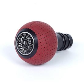 BFI Heavy Weight Shift Knob - GS2 / DSG - Magma Red Air Leather - Black Anodized - VW / Audi 