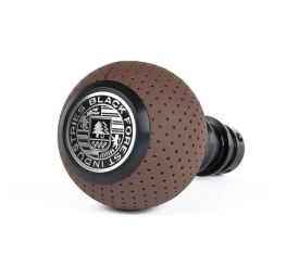 BFI Heavy Weight Shift Knob - GS2 / DSG - Nougat Brown Air Leather - Black Anodized  - VW / Audi 