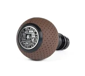 BFI Heavy Weight Shift Knob - GS2 / DSG - Nougat Brown Air Leather - Black Anodized  - VW / Audi 