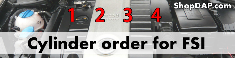 VW and Audi 2.0t FSI Cylinder Location for 1, 2, 3 and 4