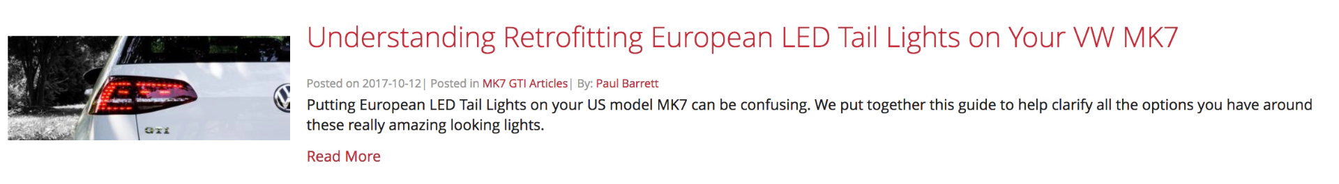 Mk7 Tail Light Article