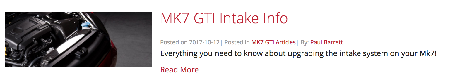 Mk7 GTI Intake Article