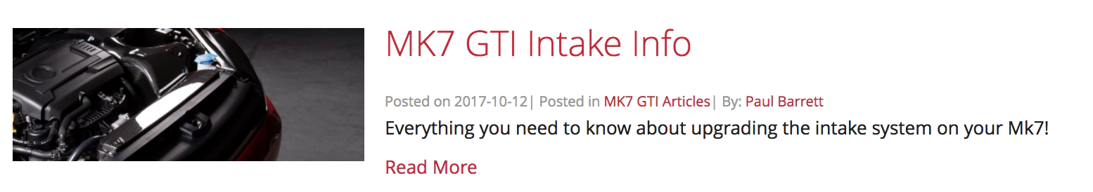 Mk7 GTI Intake Article